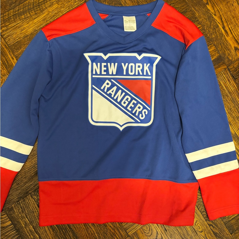 New York Rangers Kids Blue and Red Long Sleeve Jersey